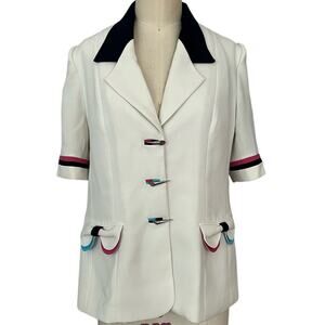Vintage 80s Blazer colorful trim buttons Hana Class Made in Egypt 42 EU 6 US